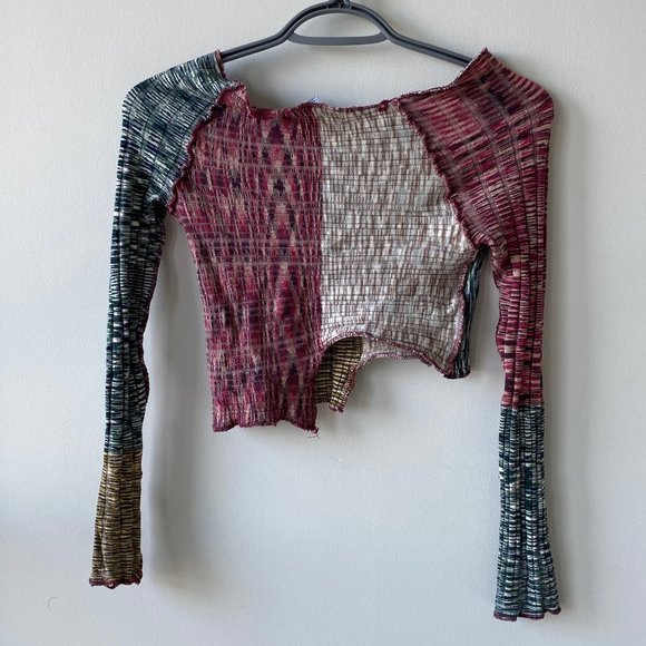 Urban Outfitters Patchwork Long Sleeve Crop Top - Picture 5 of 7